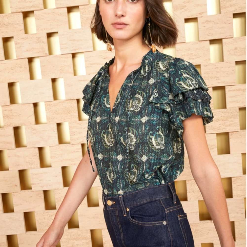 Ulla Johnson Lilli Top in Pacific Green